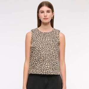 Abercrombie & Fitch Denim Shell Top Leopard Print M New